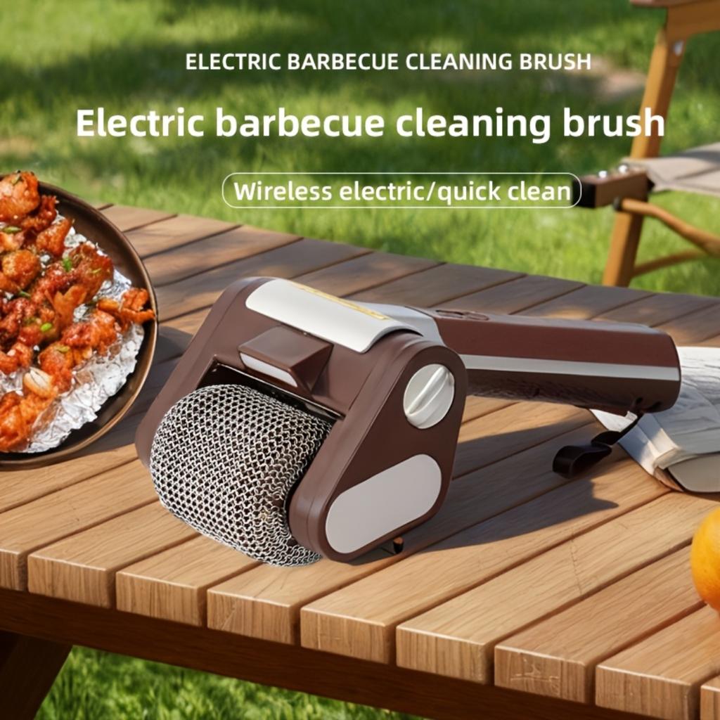 Rechargeable Wireless Electric BBQ Cleaning Brush, 304 Stainless Steel Detachable Roller Brushless Outdoor Barbecue Grease Remover Too