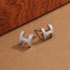 S925 Sterling Silver Letter H Diamond Inlaid Stud Earrings for Women - Korean Style Light Luxury Jewelry Gift