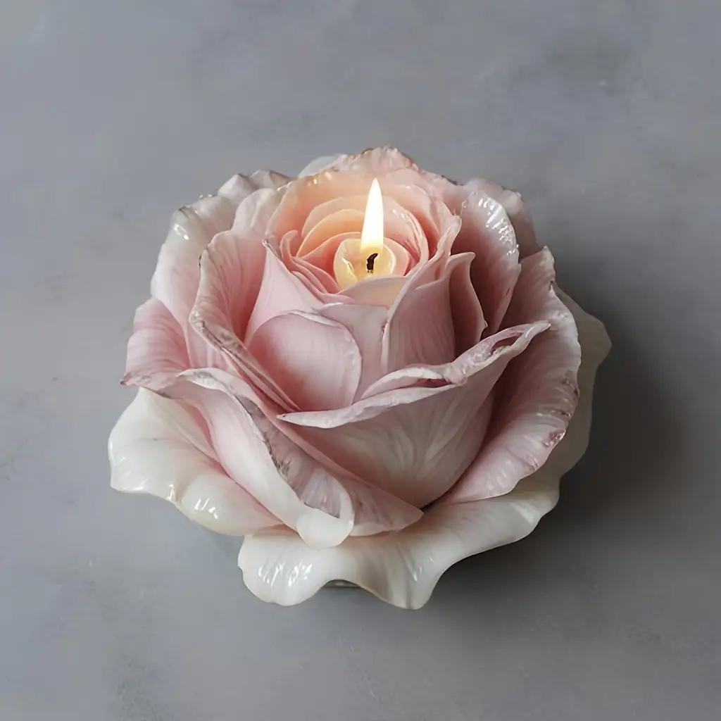 1 Wiederverwendbare Rosen-Silikonform mit geschichteter Blütenblattstruktur und realistischer Mittelstruktur, Geeignet für Ton, Kerzen, Seife, Gips CRelease