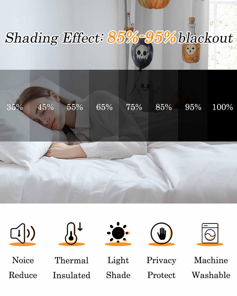 Modern Window Curtains for Living Room Halloween Pumpkin Ghost Curtains for Child Bedroom Kitchen Decor Blinds Drapes