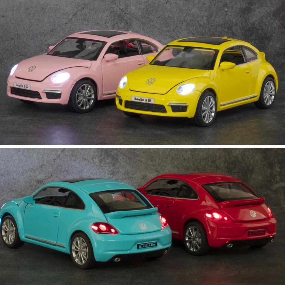 1:32 Volkswagen Beetle GSR Car Model Pull Back Alloy Discast Street Metal Business Cars Model Children Toy A134