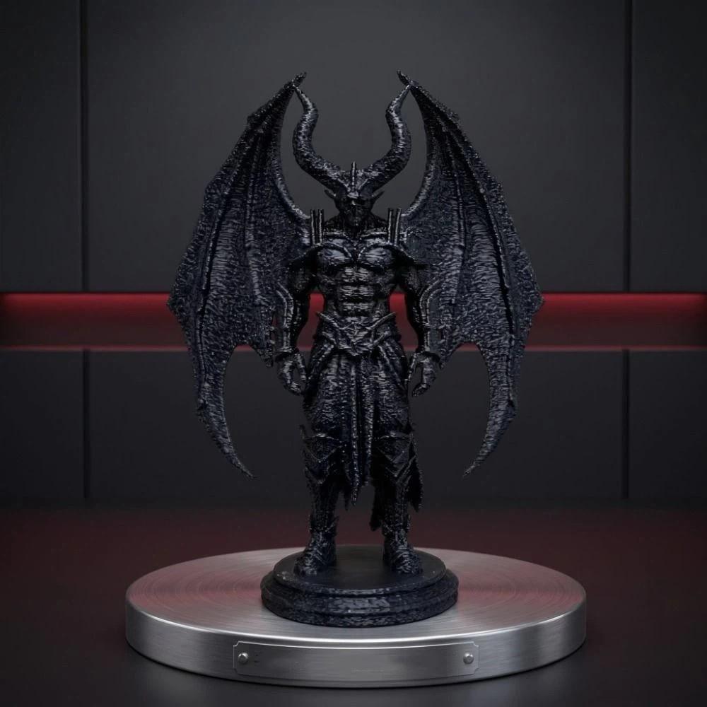 3D Printed Black Demon Statue Decoration Desktop Ornament Demon Knight Figurine Office