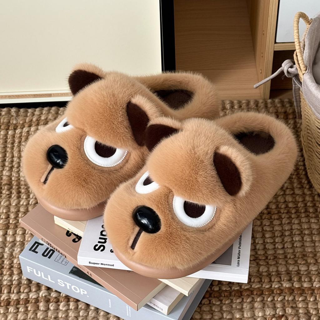 Angry puppy cotton slippers winter new plush warm indoor home platform cotton shoes