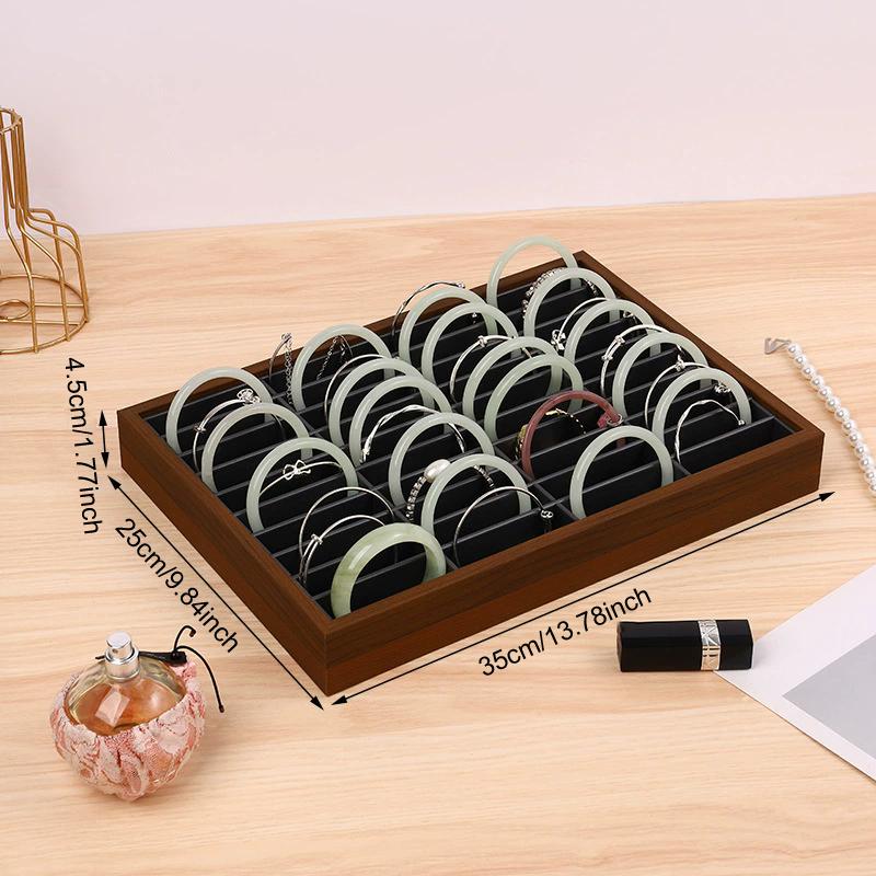 1pc Vintage Black Walnut Pattern Wooden Jewelry Tray Necklace Bracelet Earrings Ring Display Storage Trays Counter Showcase Prop