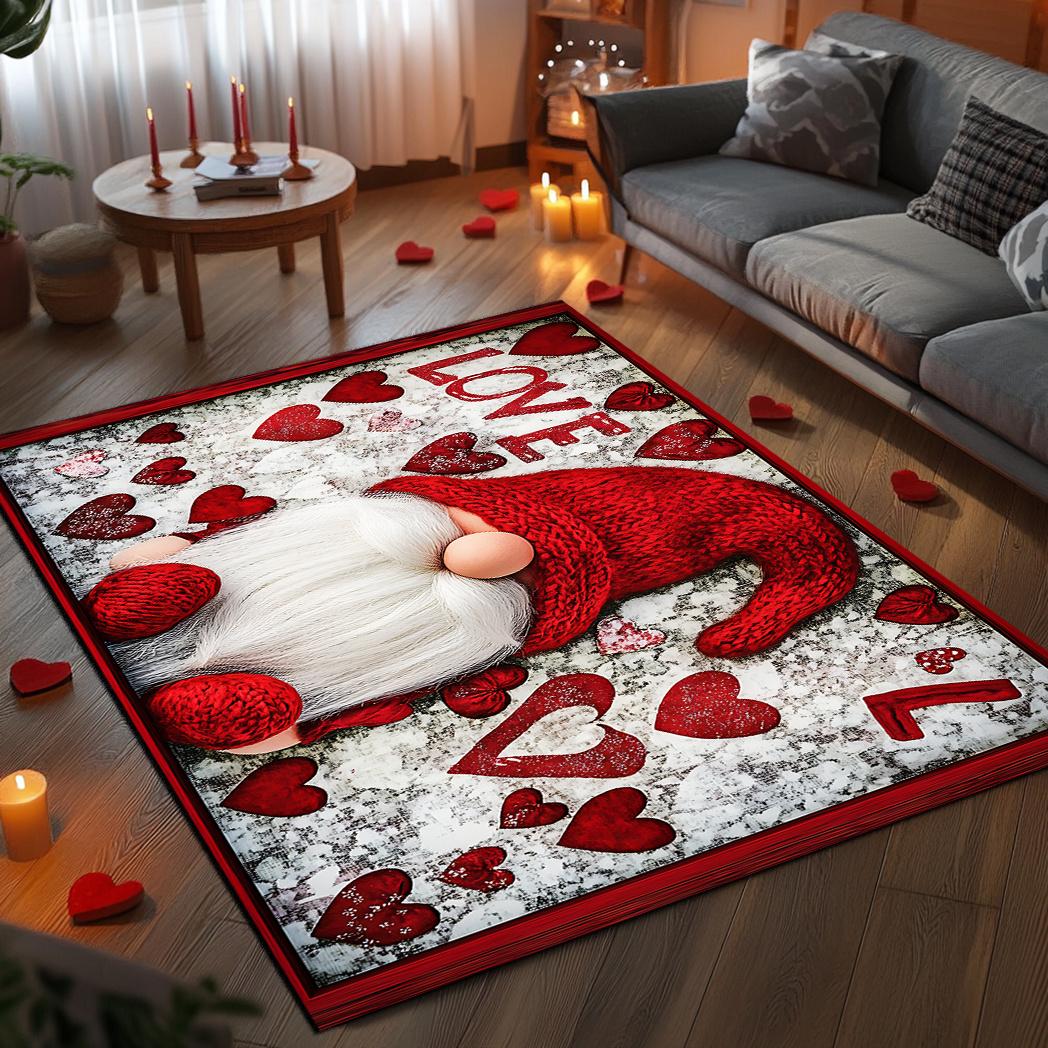 

Red Gnome Love Mat - Valentine s Polyester Rug for Living Room, Bedroom, Outdoor, Adds Warmth & Style 50x80cm