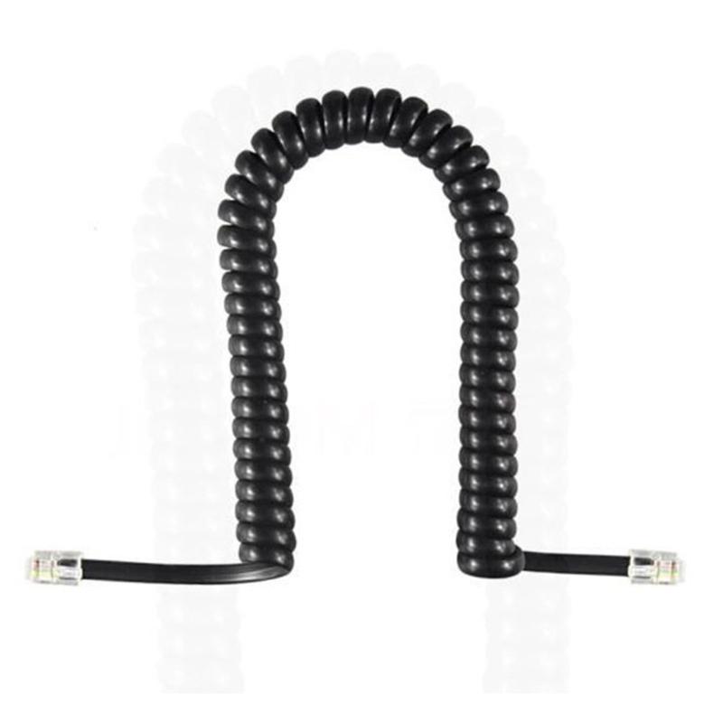 2/2.5/3/3.5m RJ12 4P4C Telephone Communication Cable With Gold Contacts Spring Coiled Cord Anti Twist Structure