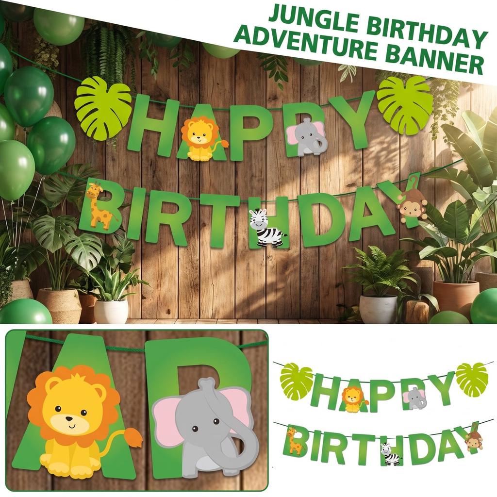 Animal Theme Birthday Party Bunting for Festive Party Decorations