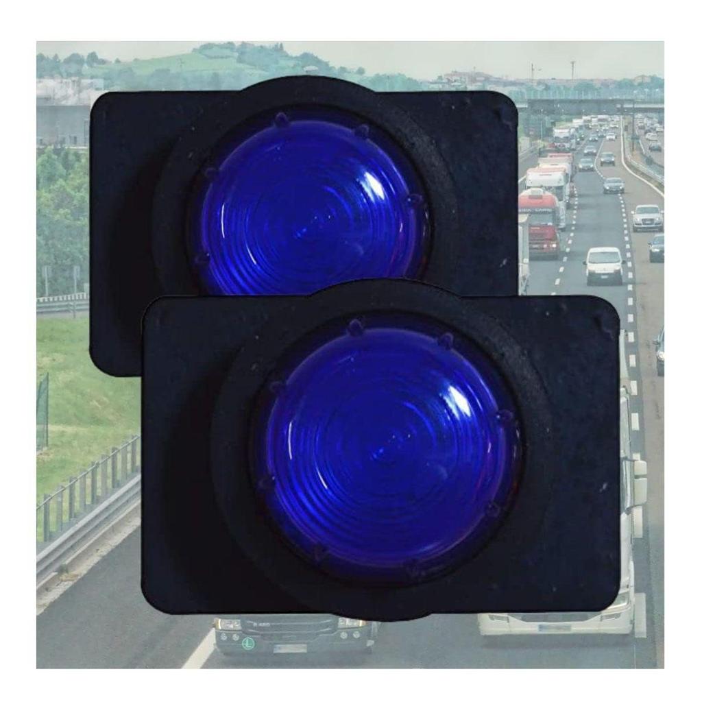 Pair of Position Marker Lamps with Bulbs – Stalk Side Marker Light – Blue 24V– Compatible with Truck, Trailer & Buses