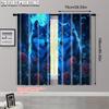 2pcs   Popular Curtain Panels 2D plane printing Mystical Wolf & Blue Roses Polyester (without rod) Decorations For Home for Home