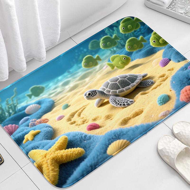 Bunte Badezimmertür-Matte mit Seestern-Muster, wasserabsorbierender kleiner Teppich, Toilettensitz-Matte, dekorative Bodenmatte, maschinenwaschbar