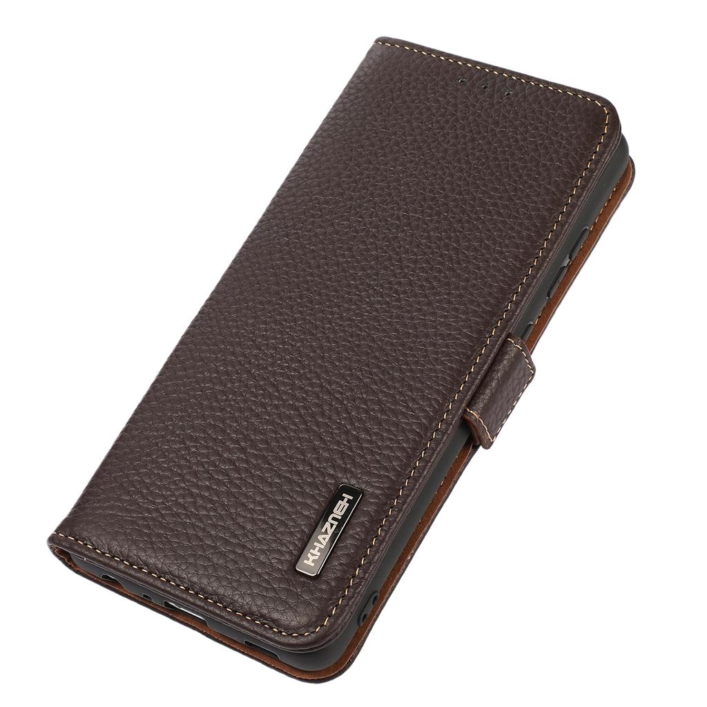 For Xiaomi Redmi Note 14 4G (163.25mm) Phone Case Genuine Cow Leather Cover RFID Blocking