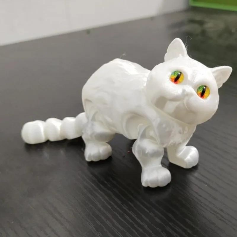 

3D-печатные милые кошки с подвижным хвостом, украшение котенка, декор для дома