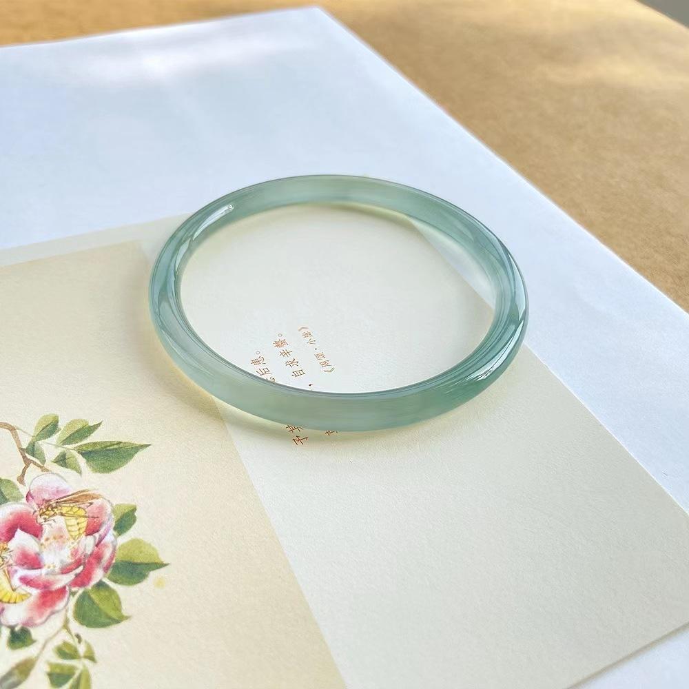 6 мм натуральный масляный синий халцедон браслет модный браслет с изумрудом женский — фото 4