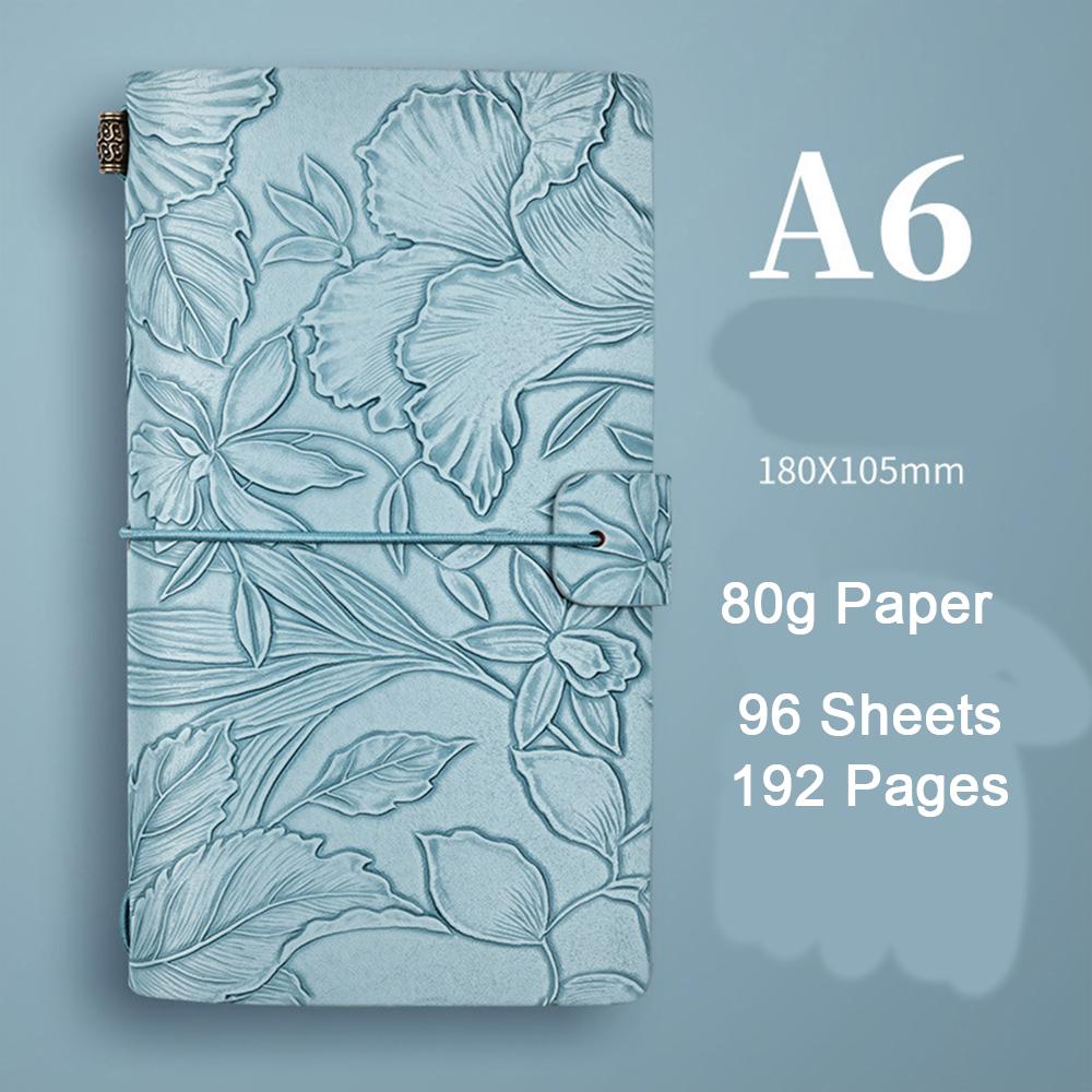 (Logo Can Be Engraved) A6 Student Printed Ledger, Leather Business Notebook with Strap, Notepad, Travel Diary, Portable Memo, Meeting Record Book