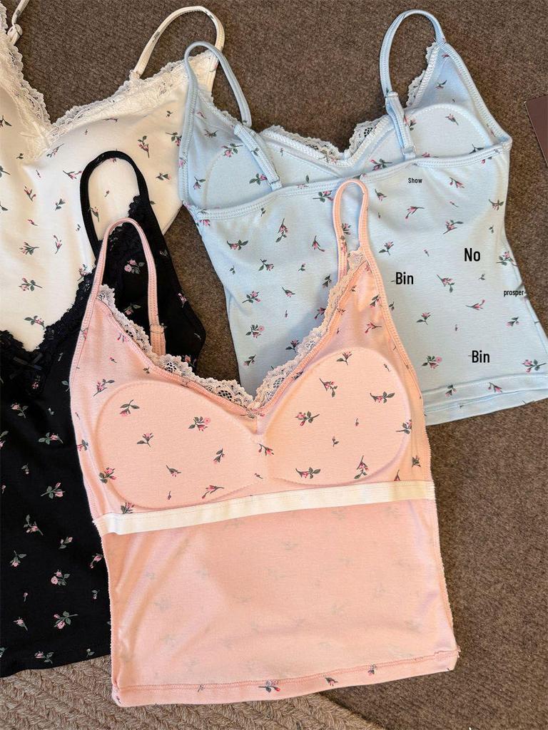 Pure Desire Bloemen Kant Camisole met Borstkussentjes - Slank en Stijlvol Bandeau Topje