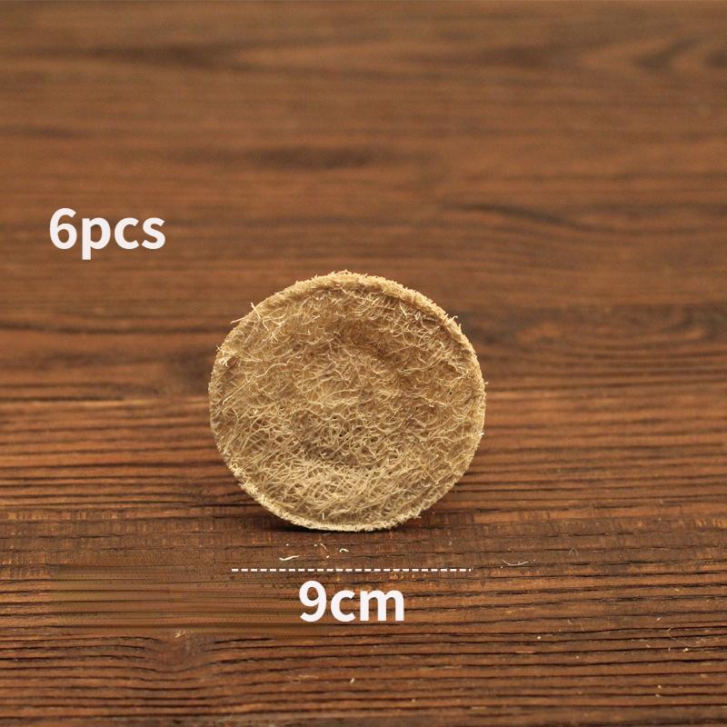 6pcs Natural Handmade Loofah Pad Loofah Pot Pad Tea Coaster Teapot Pad Insulation Pad Pot Holder Tea Holder Tea Accessories