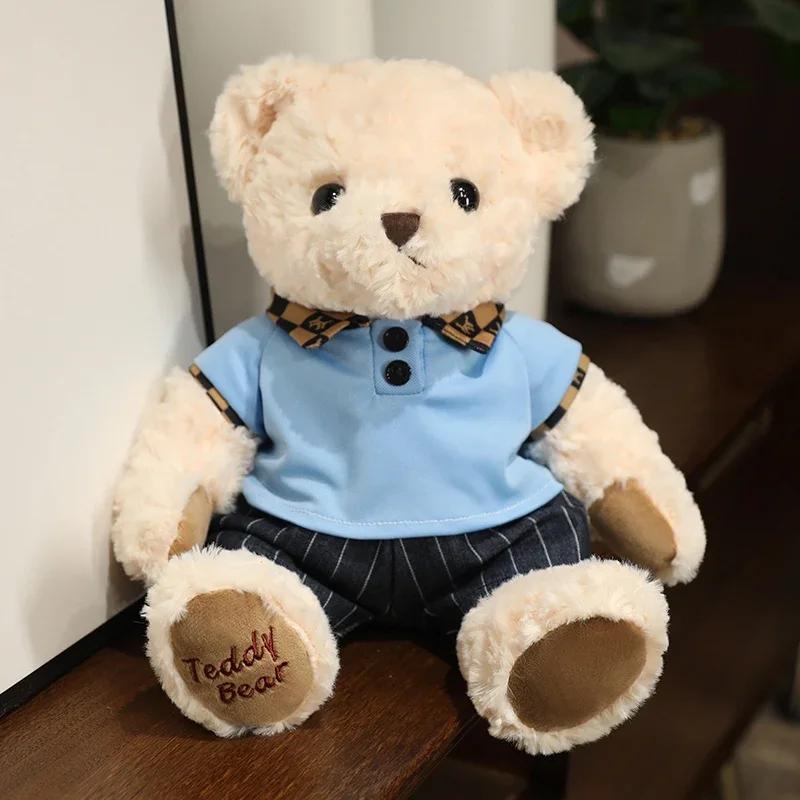 High Quality Soft Teddy Bear Plush Toys Tie Bear Doll T-shirt Paul Teddy Bear  Cute Pillow Animal Cushion Children Birthday Gift