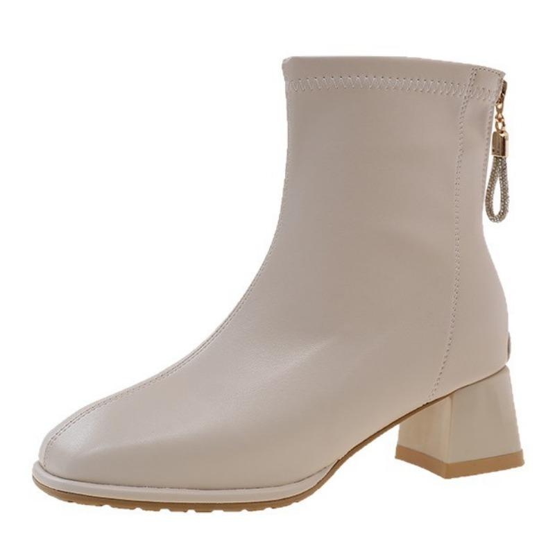Short boots women's autumn and winter new white high-heeled women's shoes Martin boots small autumn and winter thin boots thick heel