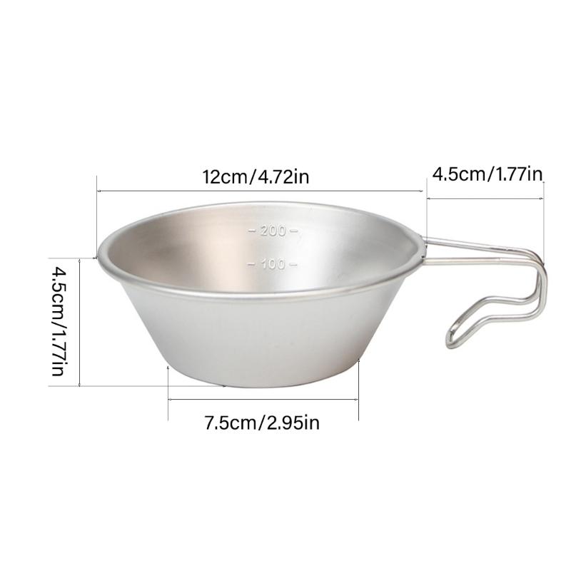 Stainless Steel Camping Cup 16.5x12cm Portable for Barbecue Hiking Camping Picnics Hangable Soup Bowl
