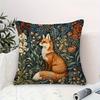 William Morris Style Fox And Floral Decorative Pillow Cover, Suitable For Sofa, Bed, Chair, Home Decor Cushion Cover