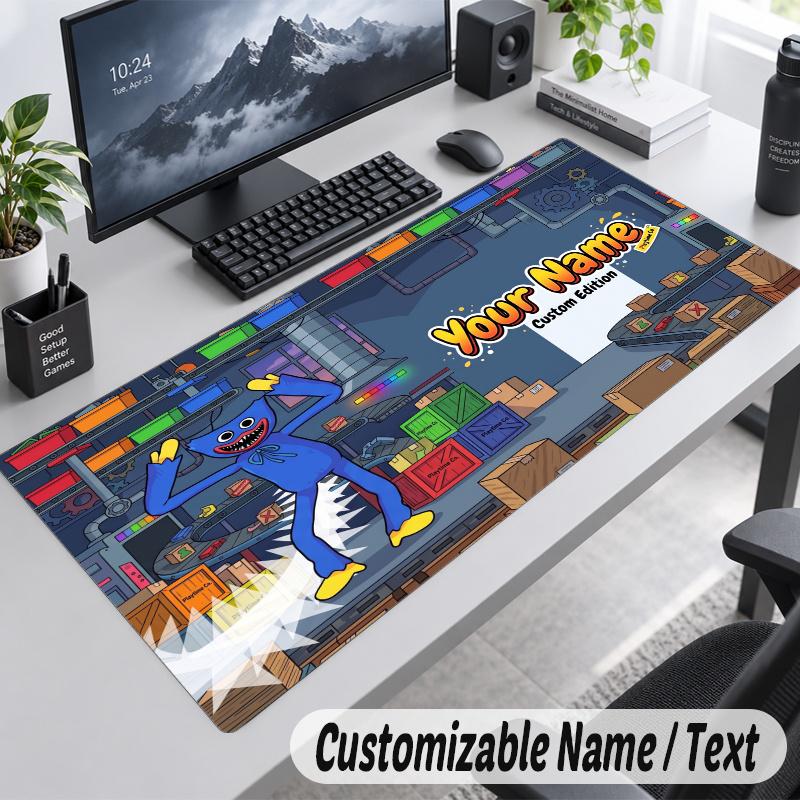 Poppy Playtime Personalisierte Große Mauspads Benutzerdefinierter Name Text Erweiterte Schreibtischunterlage Gaming-Mauspad