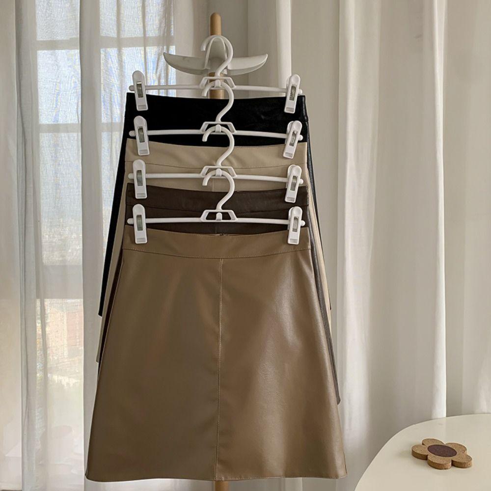 Zipper PU Leather Skirt with Safety Pants High Waist A-line Skirt Sweet Short Mini Skirts  Girls