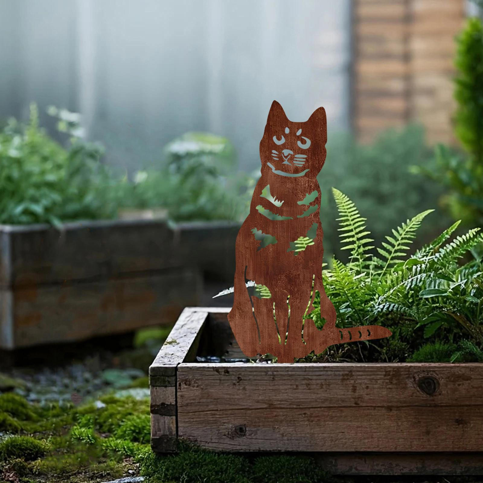 

Садовая табличка на колышке, статуэтка силуэта котенка, железная скульптура животного, высота 30 см, садовое украшение