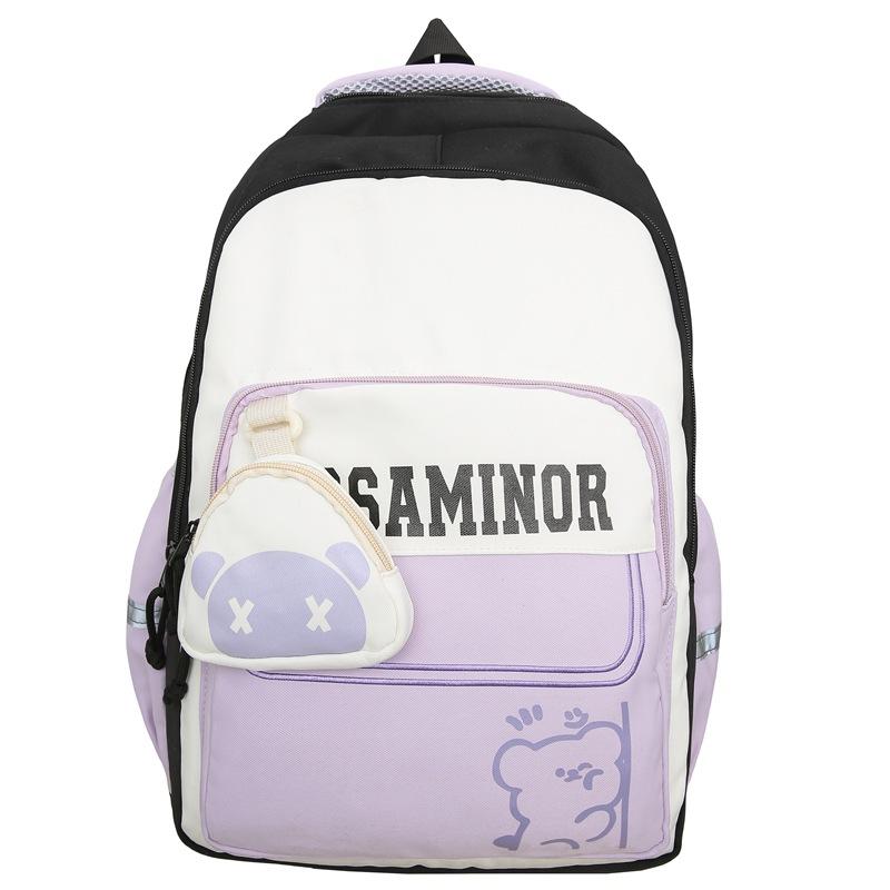 

New small backpack for travel contrasting colors, travel bag for boys and girls, backpack for junior high school students, fashion чёрный