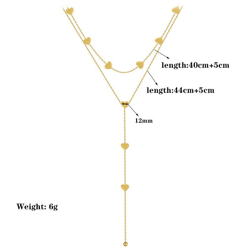 316L Stainless Steel Hip Hop PunkVintage Multilayer Heart Pendant Necklace For Women Double Layer Chain Necklace
