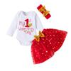 Valentine's Day Outfit Girls My First Valentine's Day Long Sleeve Romper And Skirts Clothes Set