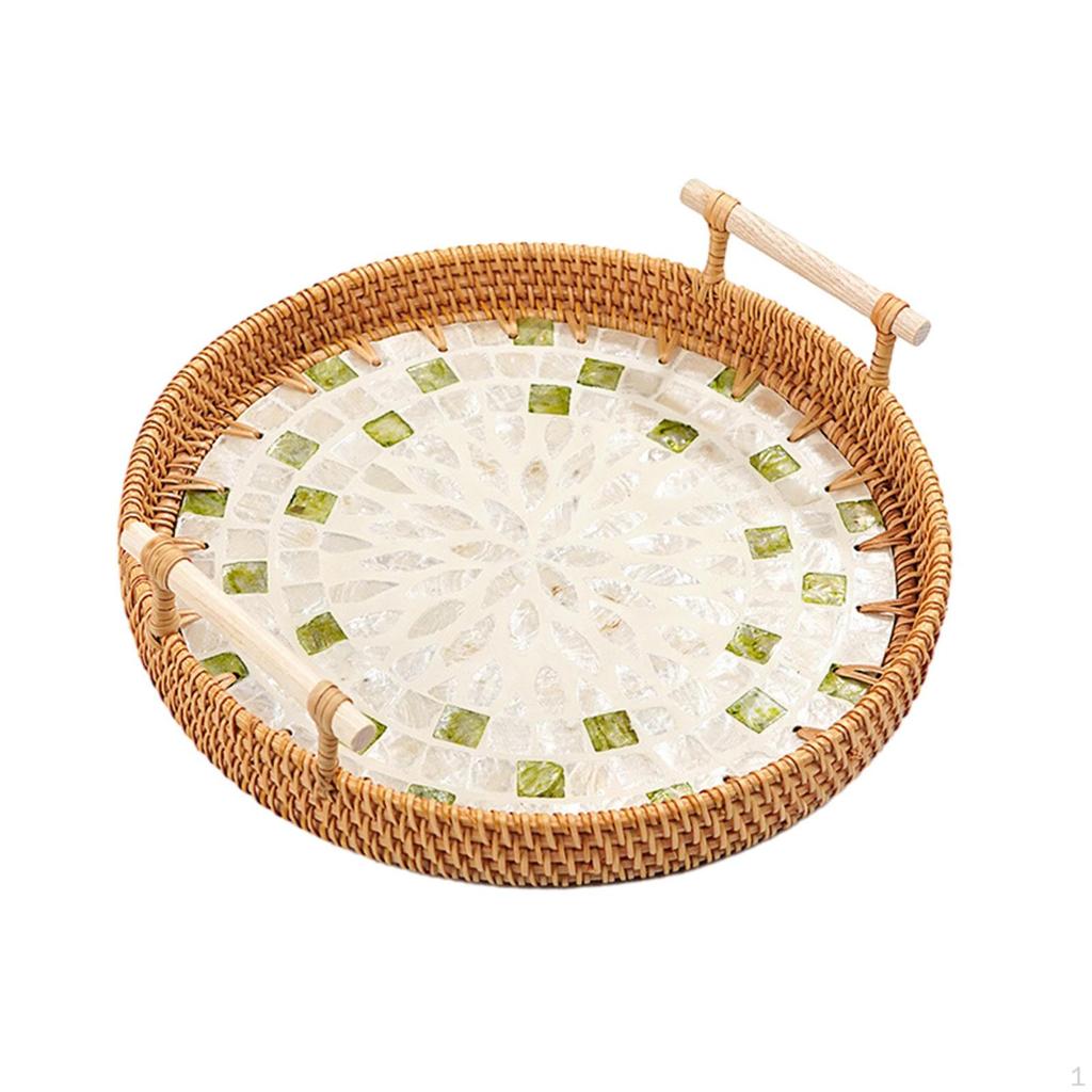 Chic Wicker Serving Tray for Entertaining - Stylish Platter Modern Home Decor