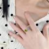 S925 Sterling Silver Ring Natural Peridot Garnet Crystal Inlaid Brushed Craft Fashion Finger Ring For Women