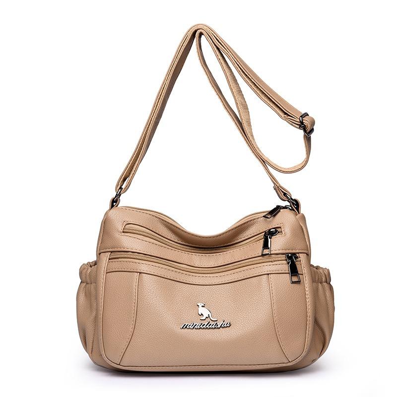 Damentasche neue einfache und vielseitige Schultertasche große Kapazität Mehrfachfach Umhängetasche modische Retro Mamatasche Damen