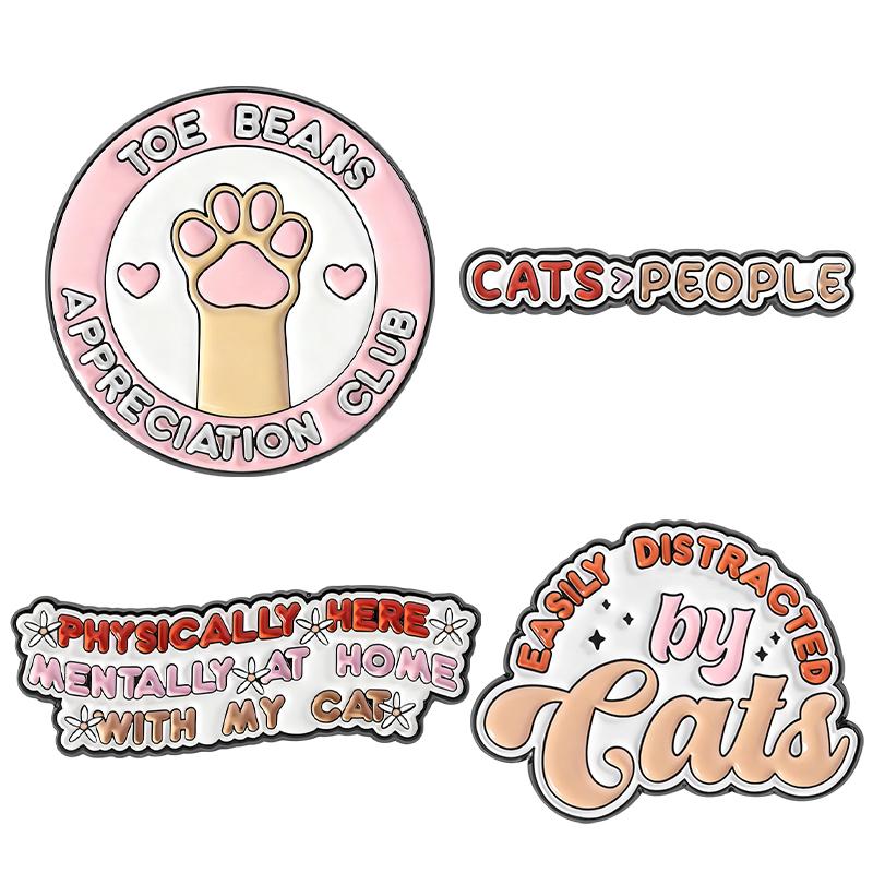 Toe Beans Appreciation Enamel Pins Distracted By Cats Paw Brooches Badges Cute Cartoon Animal Jewelry Gift for Pet Friends