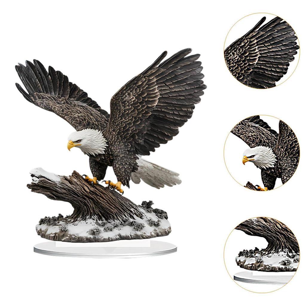 Acrylic Eagle Ornament Creative Easy Installation Attractive Party Supply Ideal Gift with Base for Display Shelf Holiday Corner