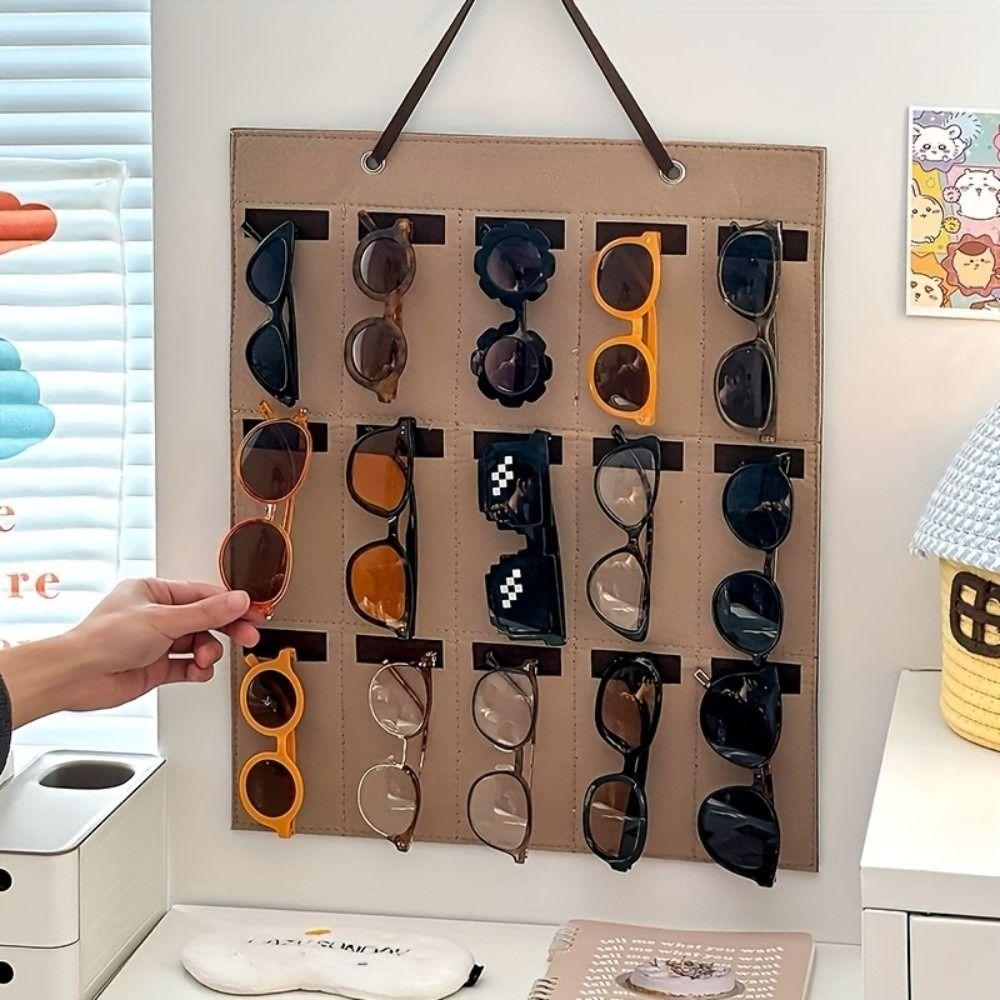 2 Pièces 15 Fentes Support Présentoir Lunettes Feutre Support de Rangement Serre-tête Organisateur de Lunettes Pour Lunettes