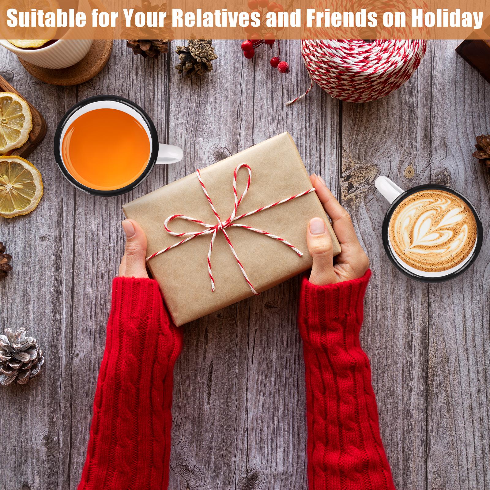 

Homikit Набор из 4 белых эмалевых кружек для кофе, кружки для питья чая, идеально подходят для дома/офиса/кемпинга/подарка, портативные и многоразовые, винтажные