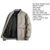 Men Baseball Jacket Stand Collar Long Sleeve Solid Color Zipper Placket Coat Thickened Down Cotton Outwear