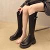 But Knee Boots Women's 2025 Autumn and Winter New Versatile Thick-soled V-mouth Women's Boots Thick Heel Belt Buckle Small Tall Tube