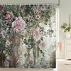 Flowers Butterfly Pattern Shower Curtains Bathroom Curtains Waterproof Polyester Bath Curtain with 12 Hooks Shower Curtain