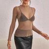 Women Tops Lace Garmented Half-High Neck Long Sleeve T-shirt Solid Color See-through Mesh Yarn Bottoming Tops