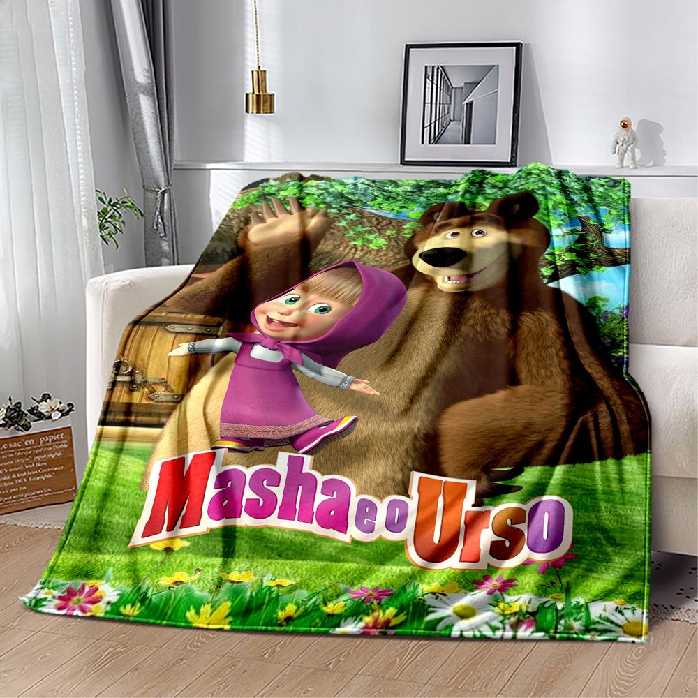 Masha Bear Blanket Comfortable Suitable for Livingroom Seaside Sofa Four Seasons Multipurpose Stylish Decor Best Holiday Gift for Friends Family