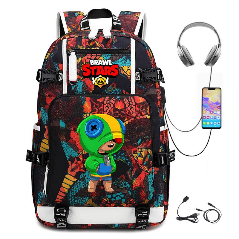 Mochila Periférica Brawl Stars Com Usb Mochila de Estudante para Viagem ao Ar Livre Mochila de Montanhismo de Grande Capacidade