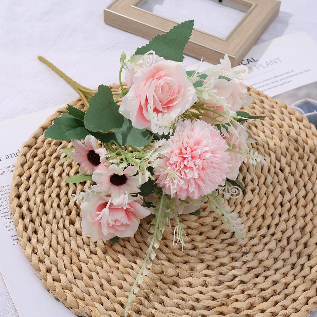 Simulation Green Plants & Fake Small Roses for Wedding, Home, or Outdoor Decor