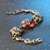 Vintage Strass Zweig rot grün oval Harz Frauen Armband Armreif Schmuck