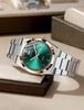 Men's Ultra-Thin Luminous Quartz Watch with Steel Band and Double Calendar, Waterproof.