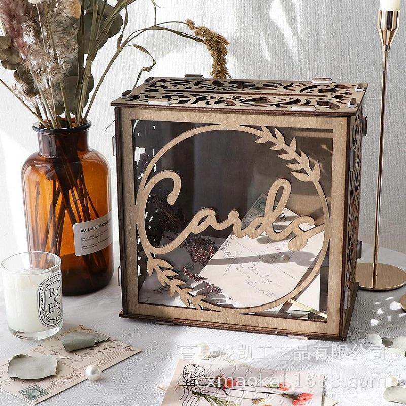 

Черный акриловый свадебный ящик для открыток, подарок для свадебного приема, свадебный ящик для денег/открыток своими руками для свадебных украшений 24.5x15cm