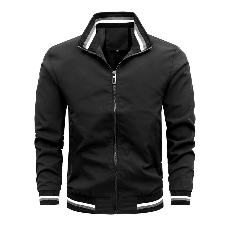 Spring and autumn new business casual jacket zipper trend side seam pocket blue jacket jacket men's one
