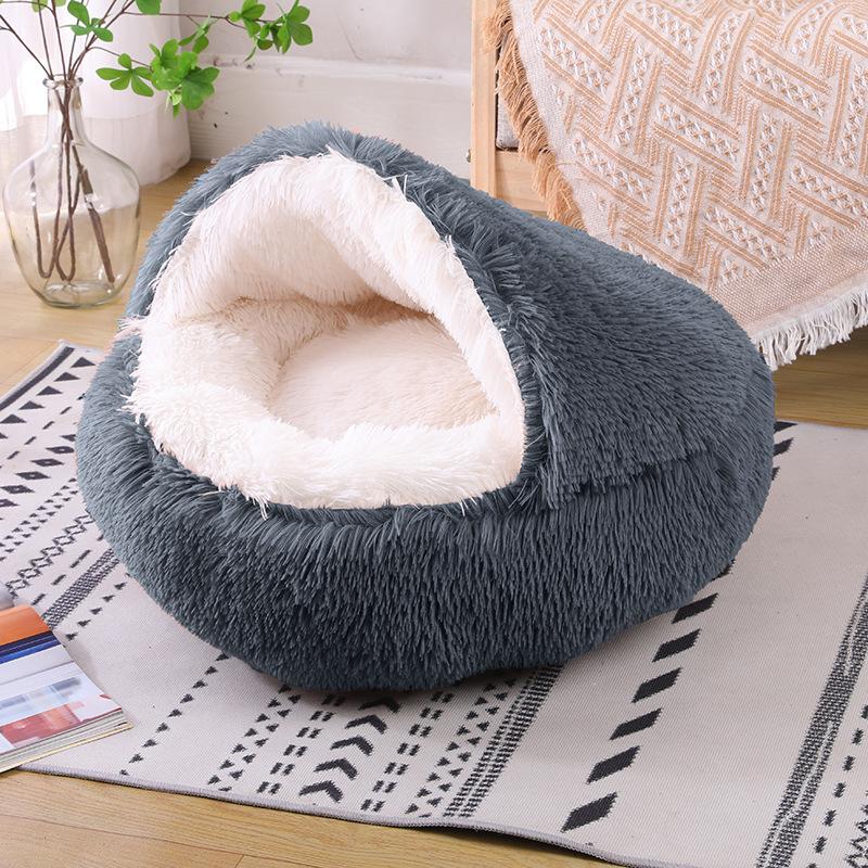 Pet Nest Winter Warm with Cover Pet Pad Anti-kick with Own Quilt Kennel Semi-closed Soft Half Pack Cat Nest