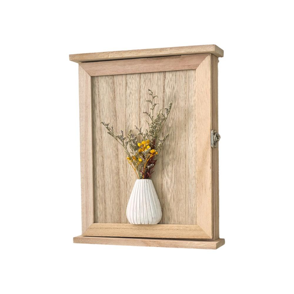 Rustic Wall-Mounted Key Storage Box Wooden Entryway Storage Box Wall Decor Cabinet Key Rack  Office